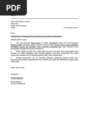 Contoh Surat Rasmi Penangguhan Konvo Untuk Tahun Depan