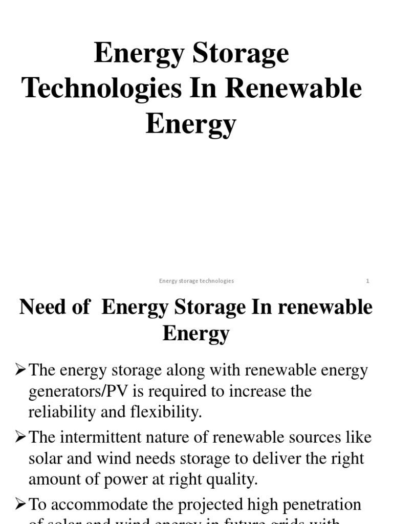 Energy Storage Technologies in Renewable Energy | PDF | Energy Storage ...