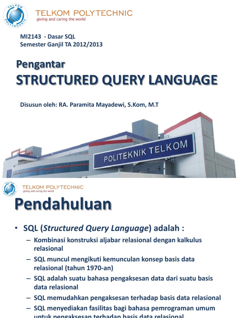 Dasar-Dasar SQL: DDL, DML, DCL | PDF | Metode & Bahan Ajar | Komputer