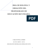 Reforma de Bolonia y Formación Del Profesorado de La Educación Secundaria.