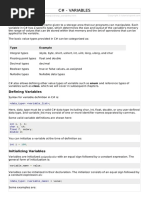 Csharp Variables