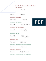 Fórmulas de Derivadas Inmediatas