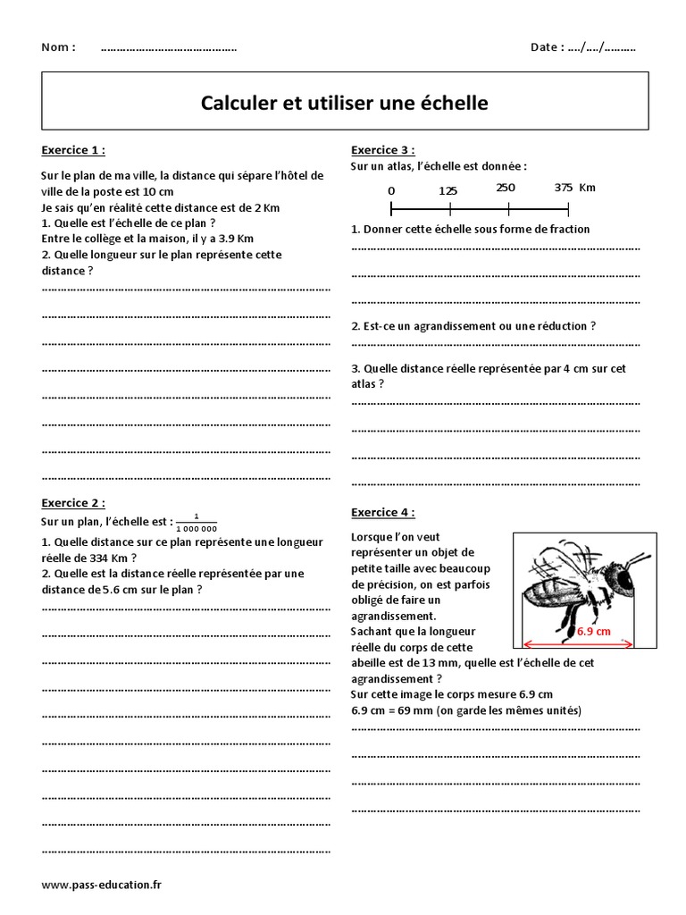 Collège Exercice De Français 5ème A Imprimer Calculer Et Utiliser Une Échelle 5ème Exercices À Imprimer | PDF |  Enseignement des mathématiques | La nature