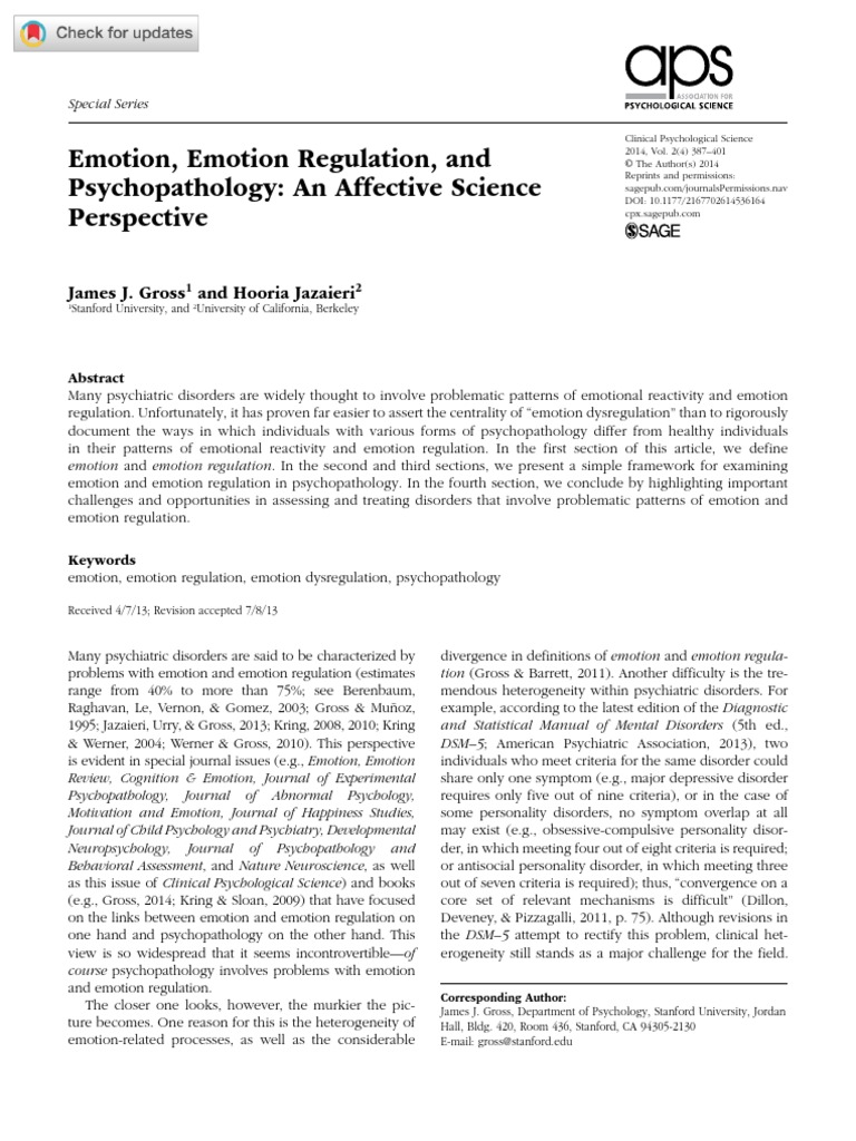 Emotion Regulation in Psychopathology | PDF | Emotional Self Regulation ...
