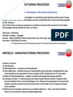 Mefb213: Manufacturing Processes: Title: Current Advancement in Technologies in Manufacturing Industries