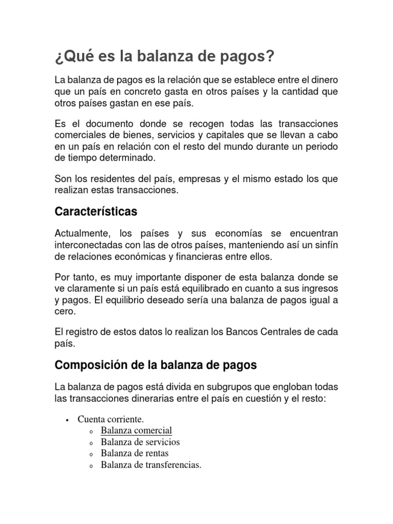 Qué Es La Balanza de Pagos PDF Balance de pagos Economía mundial