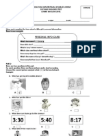 Personal Info Card: Fundacion Universitaria Konrad Lorenz Second Progress Test Lower English Level Grade