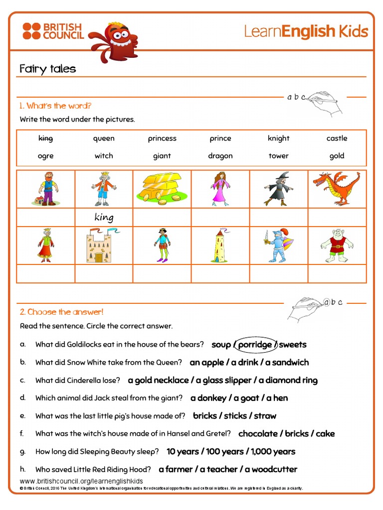 worksheetsfairytales.pdf Cinderella Folklore