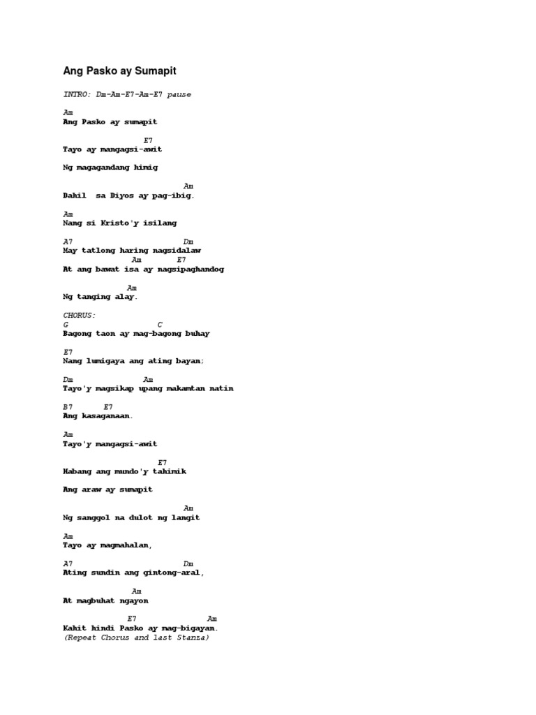 Tagalog Christmas Songs With Chords