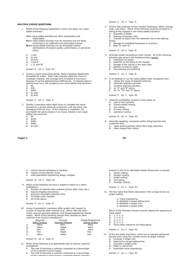Non-Value-Added Cost Analysis | PDF | Gross Margin | Inventory