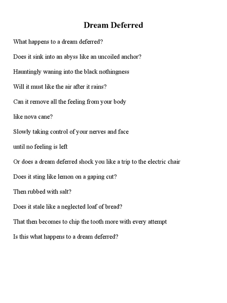 What Happens To A Dream Deferred - All You Need Infos