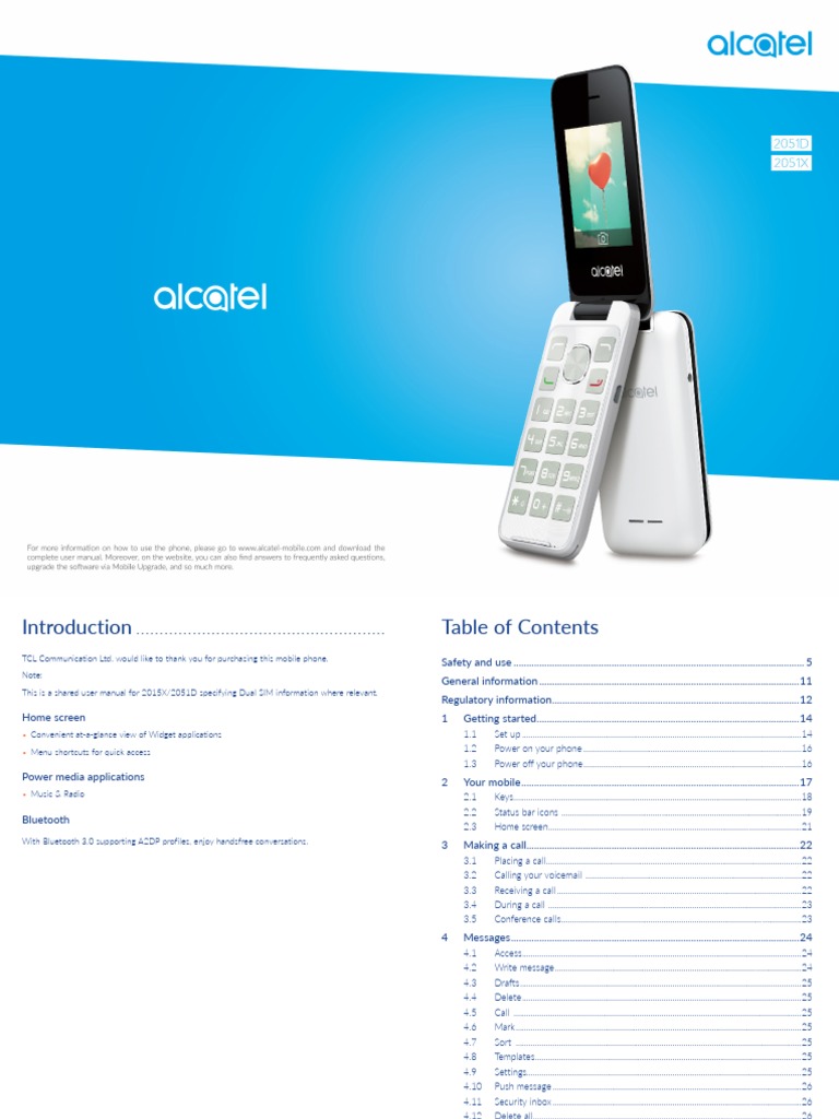 ALCATEL Cell Phone 2051X 2051D Pocket PC and PDA User Manual PDF