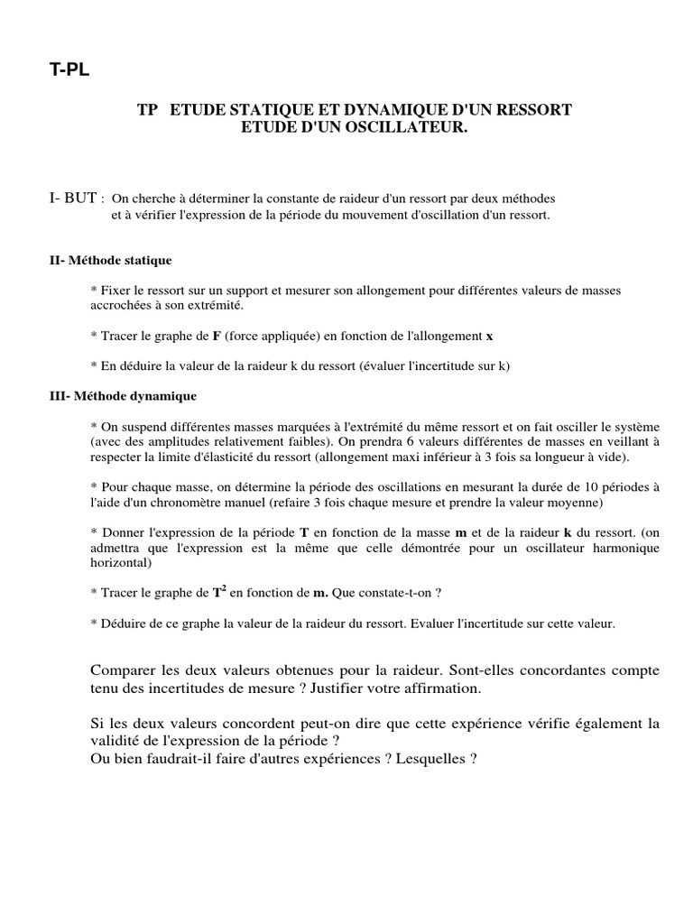 Détermination de la raideur d'un ressort PDF Méthodes et références — free download