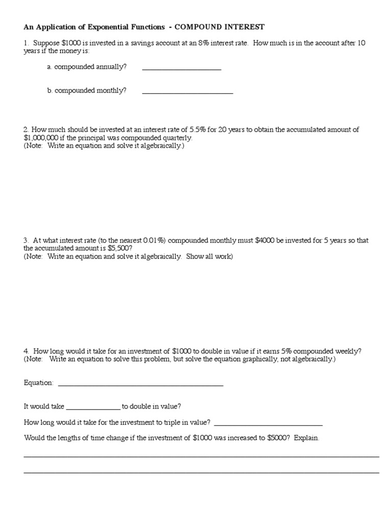 Compound Interest and Exponential Functions | PDF | Business | Finance ...