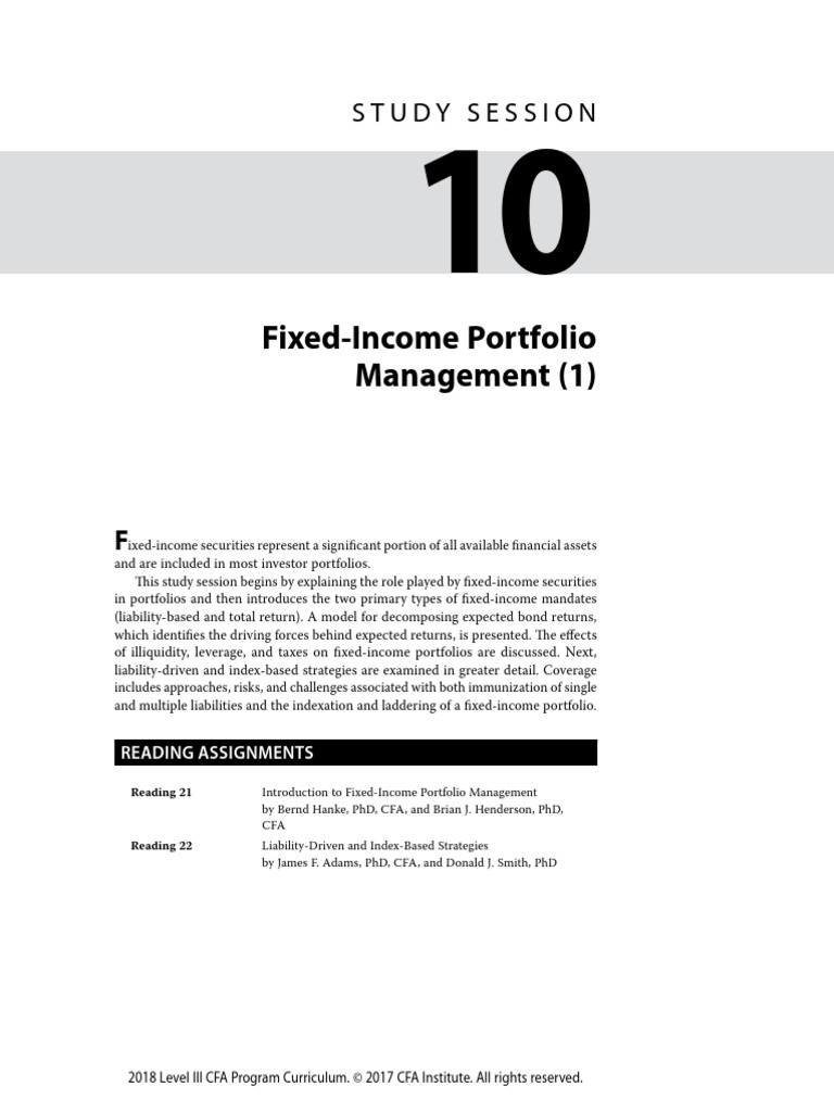 Portfolio Management (1) Study Session PDF Portfolio (Finance) Market Liquidity