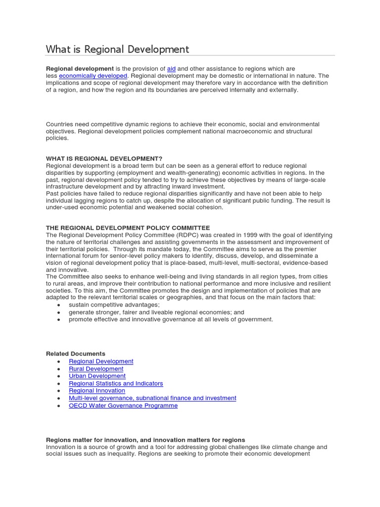 Understanding Regional Development Goals | PDF | Sustainability ...