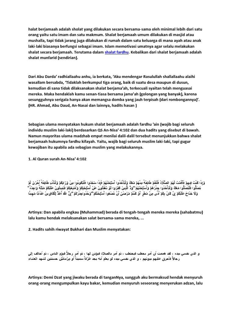 Halat Berjamaah Adalah Sholat Yang Dilakukan Secara Bersama