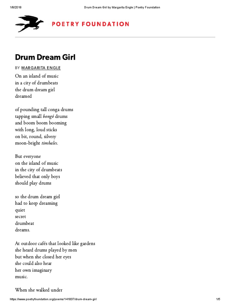 Drum Dream Girl by Margarita Engle _ Poetry Foundation Drum Kit Leisure