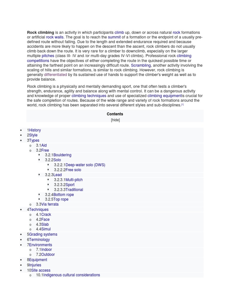 Rock Climbing PDF Rock Climbing Outdoor Recreation