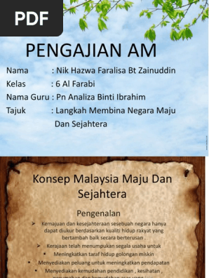 Konsep Malaysia Maju Dan Sejahtera 2 Pdf