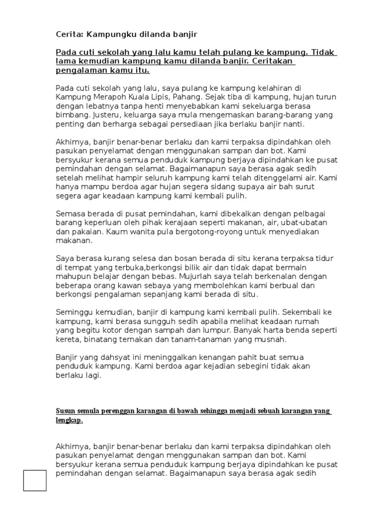 Karangan Pengalaman Banjir