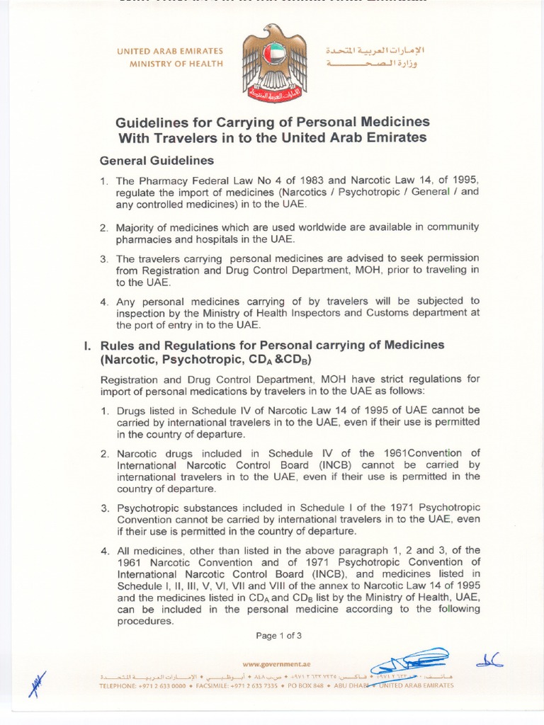 United Arab Emirates Medicines Banned List PDF Narcotic