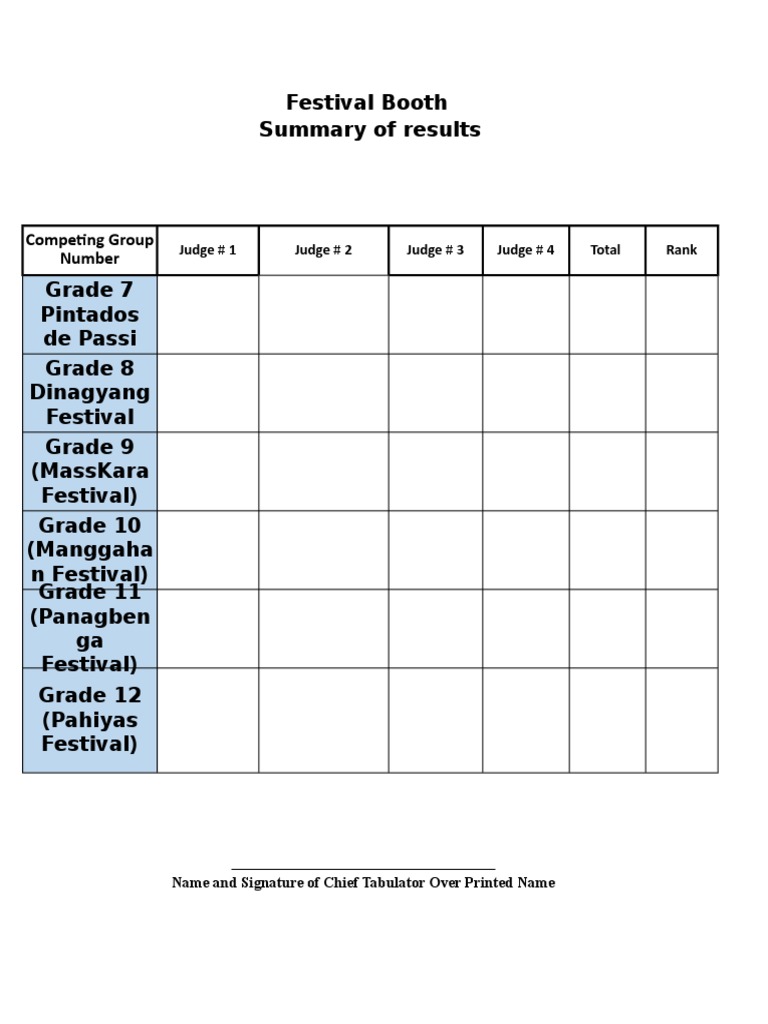 Criteria For Festival Costume PDF