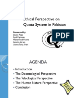 Ethical Perspective On Quota System in Pakistan: Presented by
