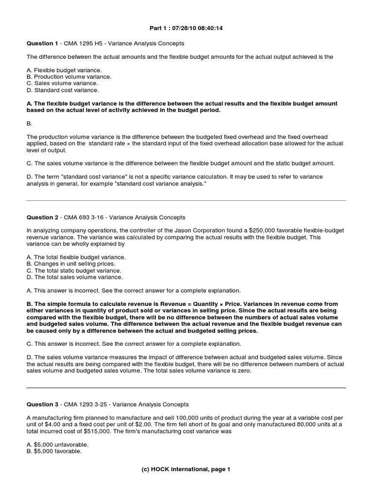 10 Variance Analysis Concepts PDF | PDF | Variance | Cost