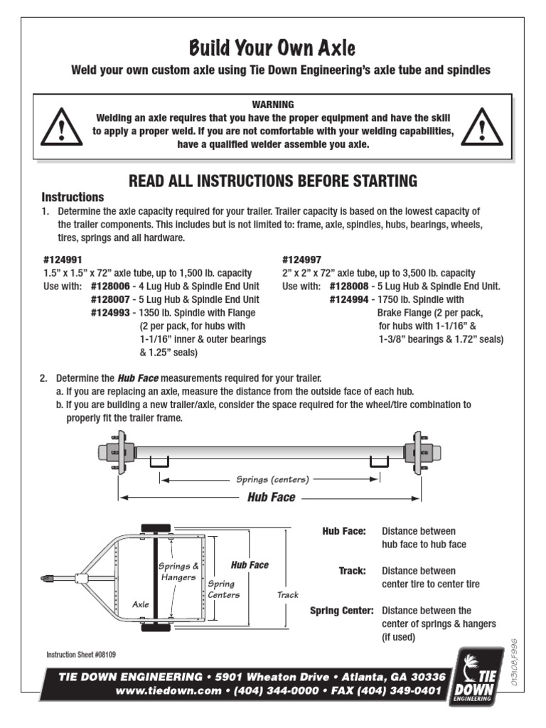 Custom Trailer Axle Building Guide | PDF | Axle | Tire