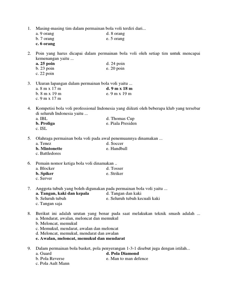 Soal Penjaskes Ujian Semester Ganjil Kelas Xii