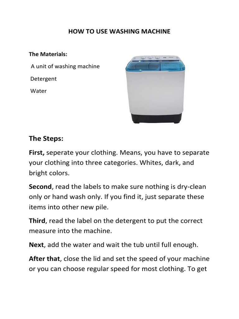 How To Use Washing Machine PDF