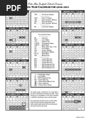 Pausd Calendar 2022 Pausd Schoolyearcalendar2010 | Pdf | Traditions | Public Holiday