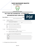 Bismillahir Rahmanir Rahiym: Pre Form One Examination - October 2017 Information and Computer Studies