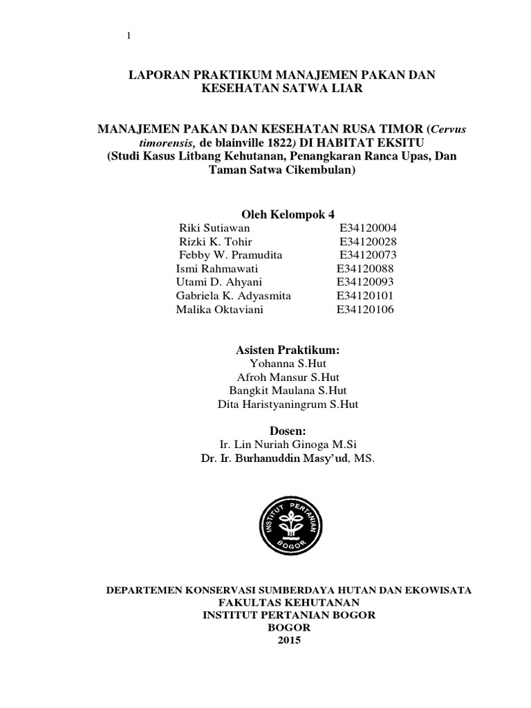 Manajemen Pakan Rusa Timor Eksitu | PDF