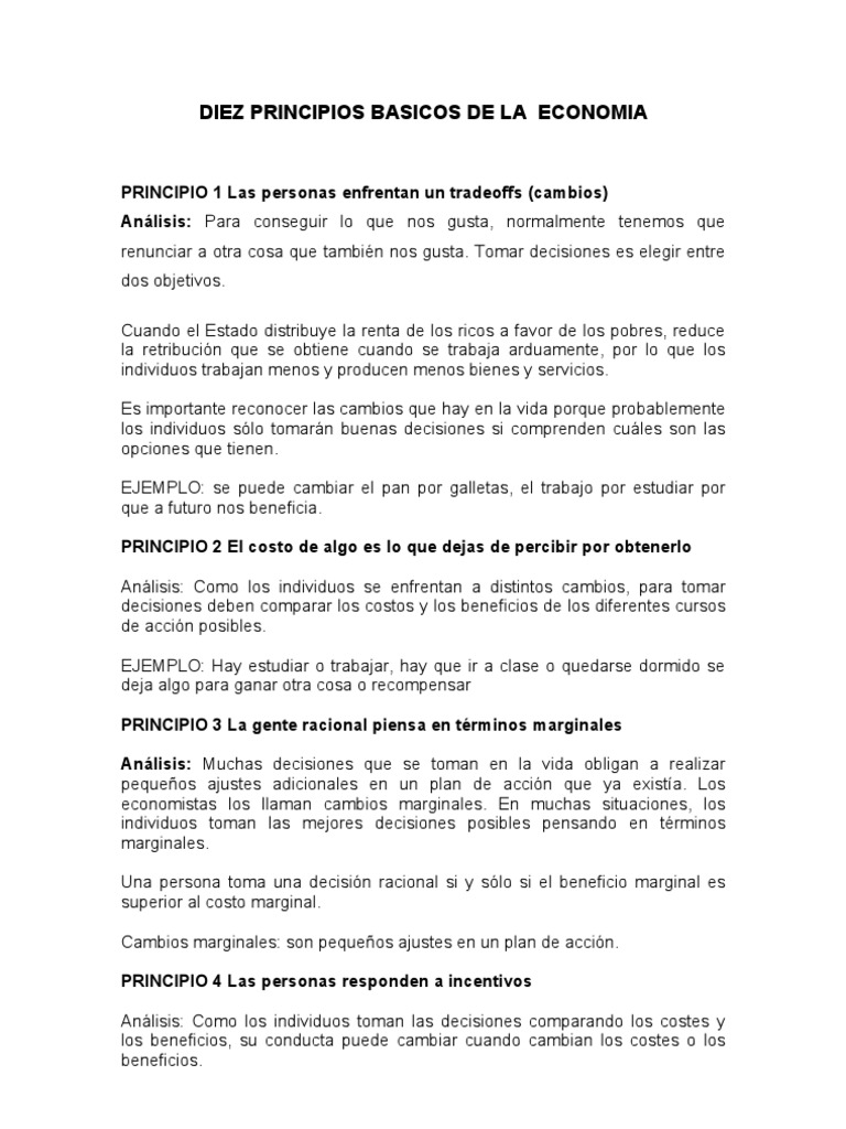 Diez Principios Basicos de La Economia | PDF | Inflación | Beneficio ...