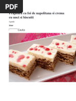 Prajitura Cu Foi de Napolitana Si Crema Cu Nuci Si Biscuiti