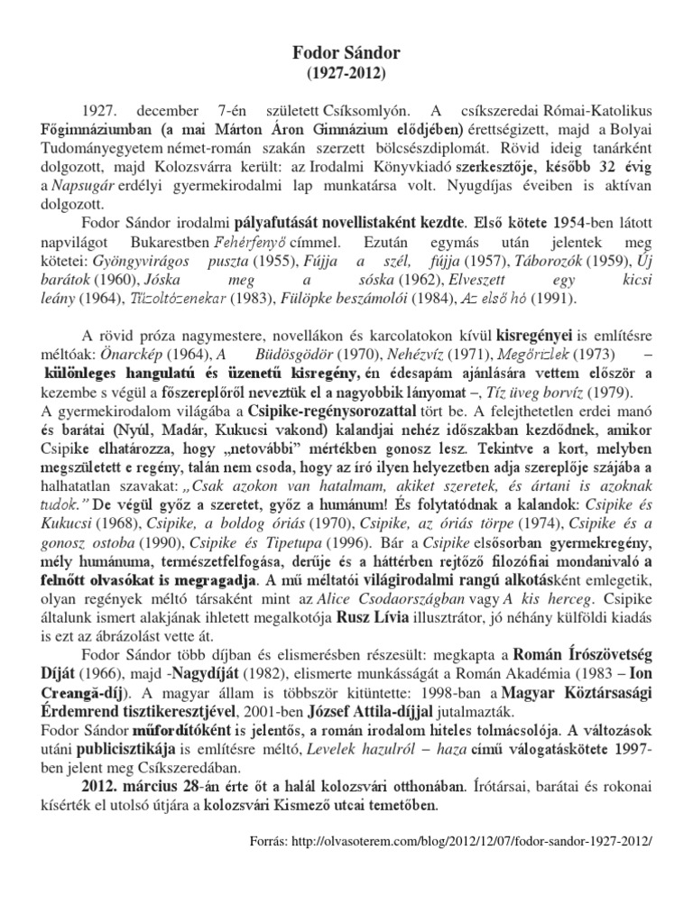 Fodor Sándor | PDF