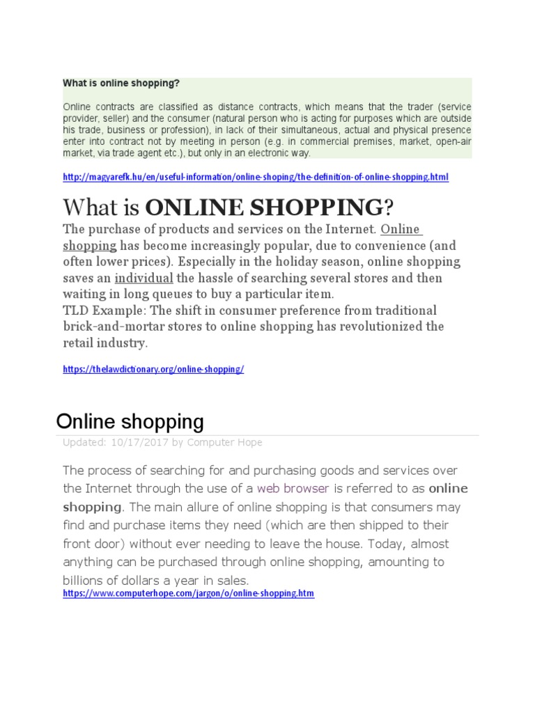 What Is Online Shopping PDF Online Shopping Retail