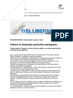 El Liberal-Santiago 19-11-09 Falleció Un Destacado Quichuista Santiagueño