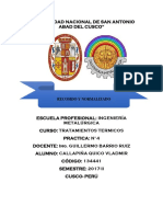 UNIVERSIDAD NACIONAL DE SAN ANTONIO ABAD DEL CUSCO: Recocido y normalizado de probetas de acero