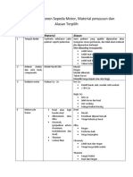 Komponen Motor, Material Dan Alasan Pemilihan Material