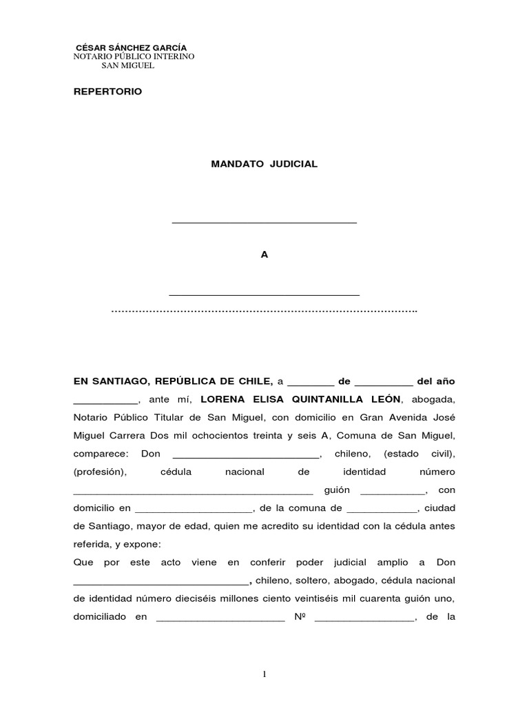 Mandato Judicial Tipo