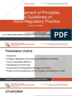 Development of Principles and Guidelines On Good Regulatory Practice