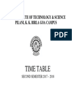 Timetable For 2nd Semester 2017-18 (4 Jan 2018)