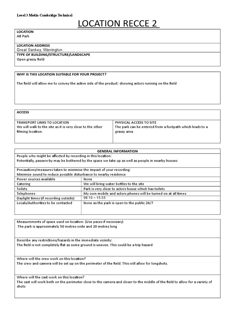 Location Recce 2 | PDF | Business