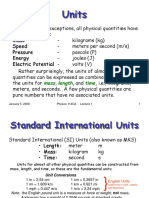 Units: Mass Speed Pressure Energy Electric Potential