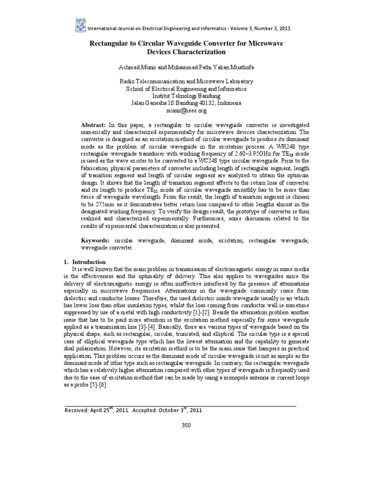 Rectangular To Circular Waveguide Converter For Microwave Devices ...