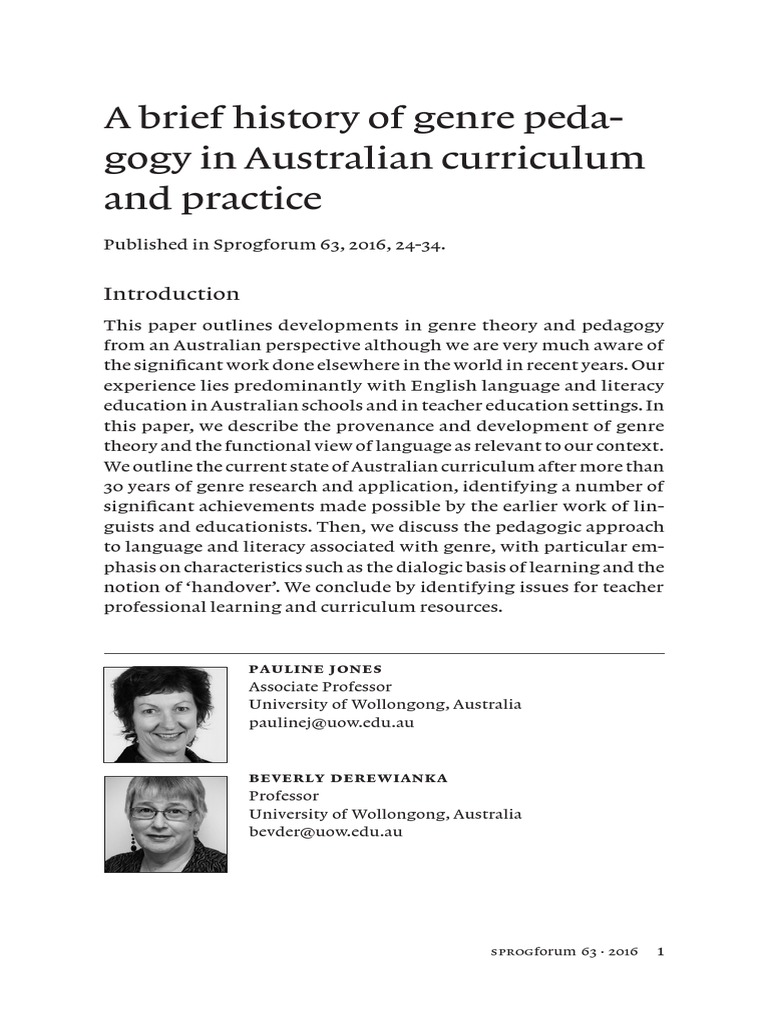 Genre Pedagogy in Australian Education | PDF | Reading Comprehension ...