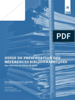 Guide de Présentation Des Références Bibliographiques: Des Mémoires Et Thèses de Santé